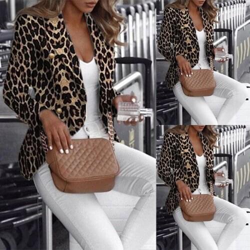 2021 autumn new womens fashion slim temperament leopard print small suit jacket