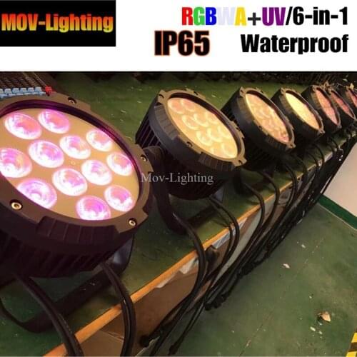 12pcs 18W RGBWA Flat Slim LED Par Lights Waterproof 4 Smooth 16bit Stage Dj