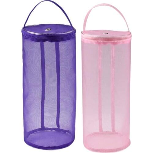 2 Pcs Empty Yarn Storage Bags Portable Knitting Bag Round Mesh Yarn Case Organizer Crochet Thread Sewing Accessories