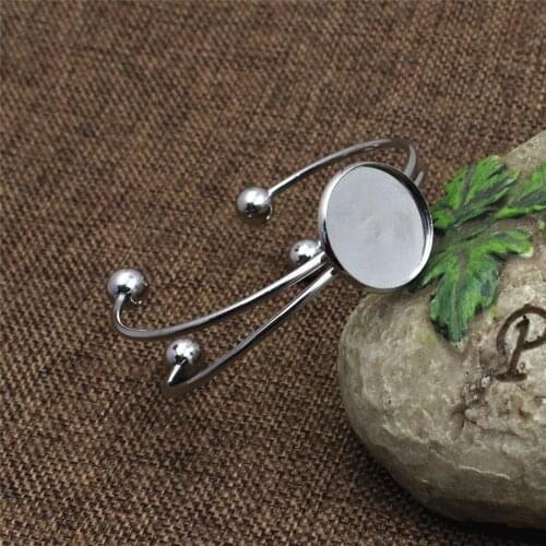 Stainless Steel Fit 20mm Round Cabochons Bracelet Blank Bezel Base For Pattern glass DIY Bangle Making Accessories 2 PCS