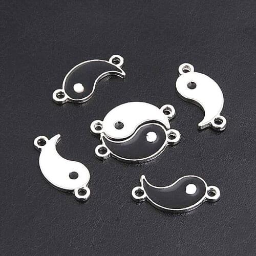 5sets(10pcs) Silver Color Yin Yang Taiji Gossip Charms Jigsaw Puzzle Pieces Pendant For DIY Handmade Jewelry Making Accessories