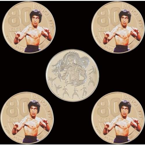 5PCS 1940-2020 80 Years Silver Coin Of Bruce LEE Chinese Gongfu Is Good