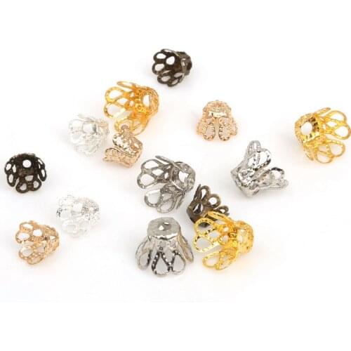 Beadia 5*6mm 200pcs/ lot Iron Trumpet Petunia Flower Bead Caps End Beads For DIY Jewelry Making Bracelets