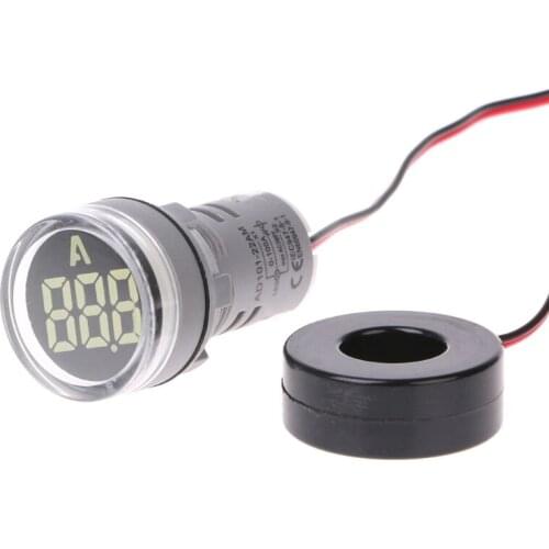 AC220V 22mm Digital Ammeter 0-100A Current Monitor Meter Signal Lamp Amperemeter