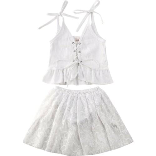 Boutique Kid Clothes 2020 Sweet Newborn Baby Girl Kid Clothes Sling Tops+ Lace Short Skirt 2PCS Set 2-6Y