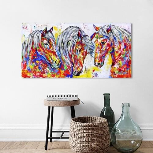 HDARTISAN Wall Art Canvas Painting Animal Picture Three Horses Posters Prints Home Decor No Frame