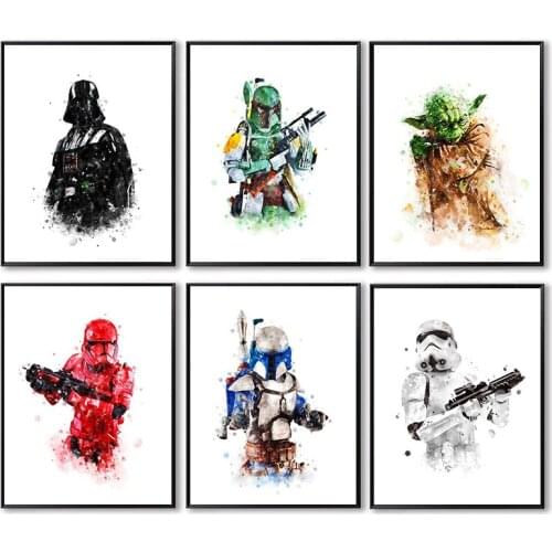Disney movie Star Wars Canvas Painting Yoda Darth Vader Sith Trooper Boba Jango Posters Prints Wall Art Picture Room Decoration