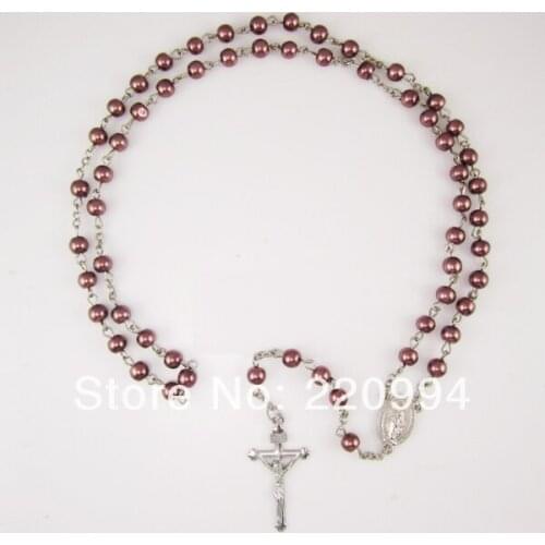 Catholic 6mm Brown Blass Beads Rosary