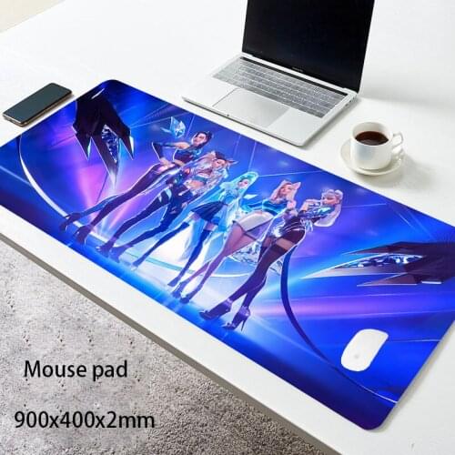 LOL KDA ALL OUT Seraphine Customized 2mm Thickness Gaming Mousepad Large Rubber Gamer Mouse Pad 900x400 Mats keyboard mouse pad