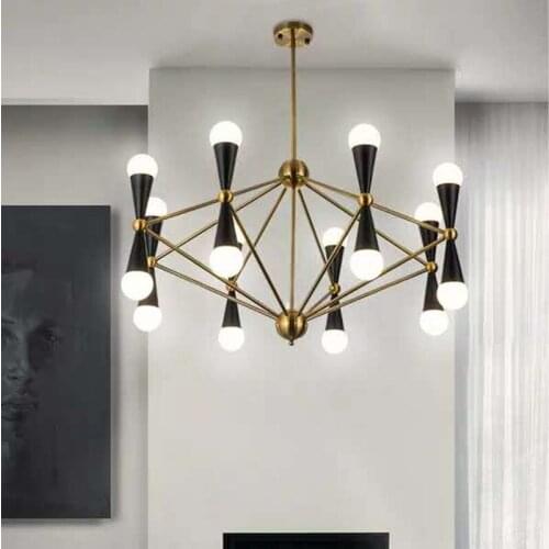 Lovell Multi Light Chandelier Nordic e27 black and gold chandelier living room lights home lustre vintage restaurant lighting