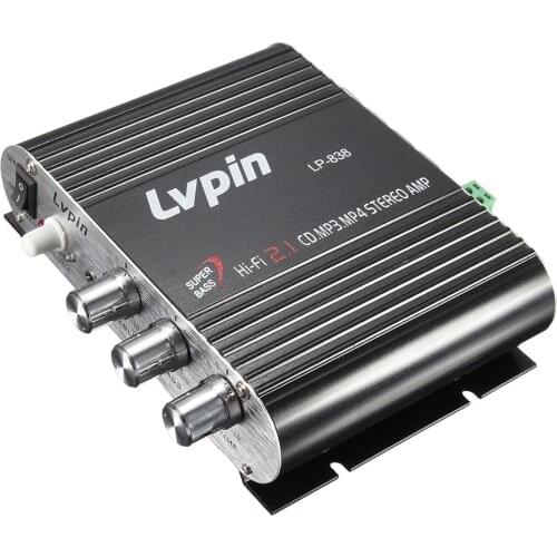 Mini HIFI Audio Stereo Power Amplifier Subwoofer MP3 Car Radio Channels 2 Household Super Bass Lvpin 838 Car Accessories