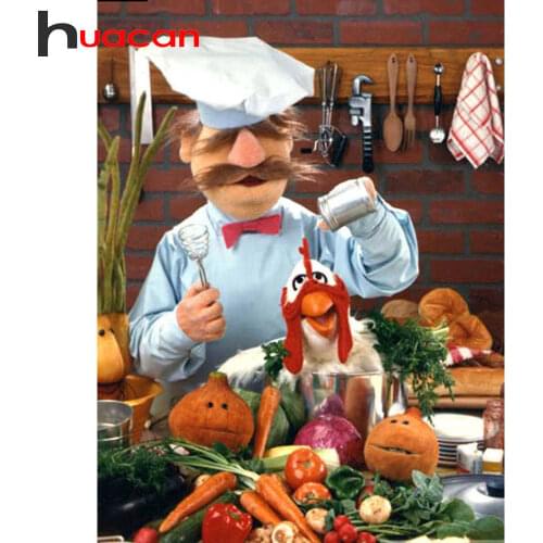 Huacan Diamond Painting Chef Cross Stitch Kit Full Layout Diamond Embroidery Cartoon New Arrival With Square Round Stones Home