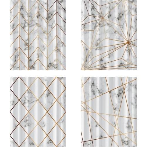 Nordic Marble Geometric Simple Shower Curtain Set Hook Natural Landscape Home Decor Bathroom Curtain