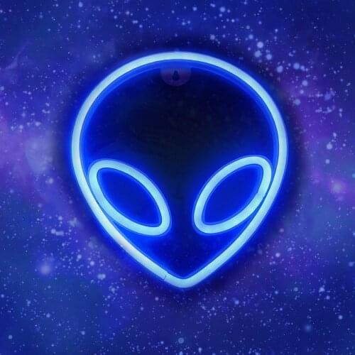 Novelty Alien Shaped Neon Light Sign Battery&USB Power Wall Hanging LED ET Neon Decor for Home Bedroom, Kids Children Gifts