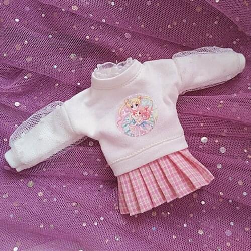 Blyth Dolls Clothes Cute Long-sleeved Shirts+Skirt for Blyth Shirt Doll Accessories fit (Blyth,Pullip,Azone, Licca ,1/6 doll)