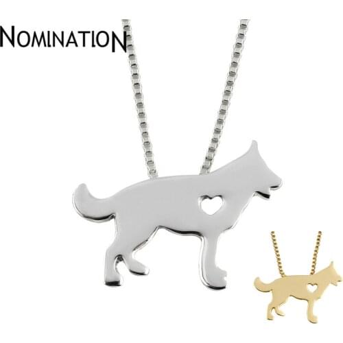 German shepherd dog necklace dog pendant jewelry golden colors plated