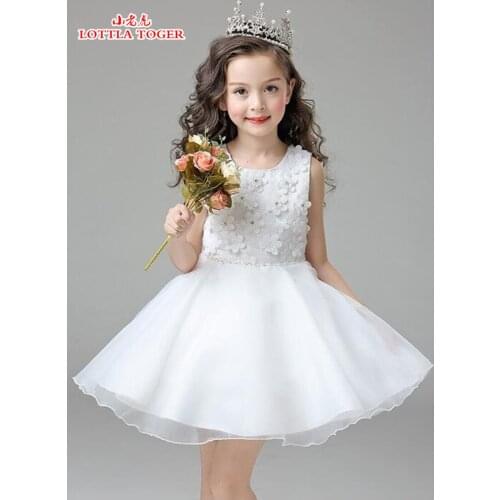 Flower Girl Dress Chiffon Children Summer Clothing Kids Dresses For Girls high quality White Princess Dress 2-12y toddler girls