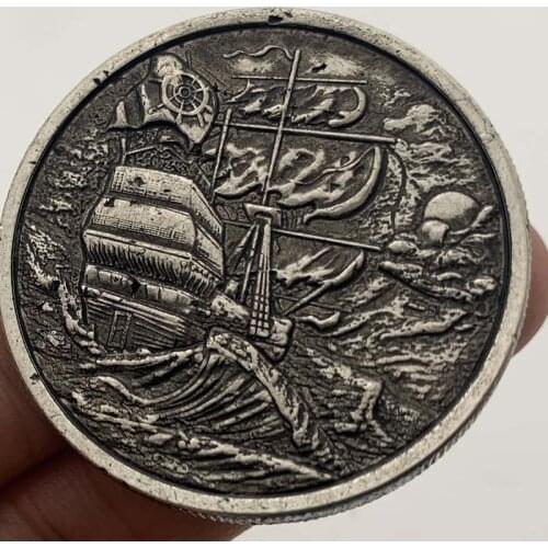 Wandering Coins Pirate Skull Sailing Deep Commemorative Collectible Coin Gift Lucky Challenge Coin
