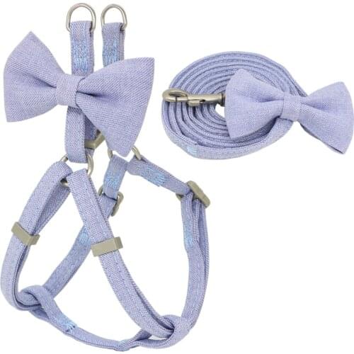 Pet Harness Leash Set Adjustable Soft Cute Bow Double Layer Dog Harness for Small Medium Dog Outdoor Walking Pet Chest Strap