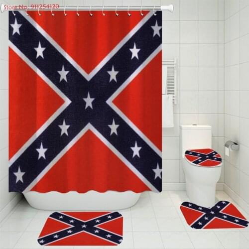 National Flag Print Waterproof Shower Curtain with Free Hooks Fashion Banner Anti Slip Bath Rugs Bathroom Mat Shower Curtain Set