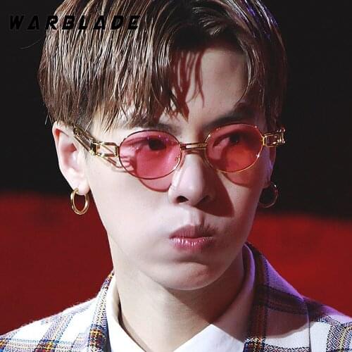 Vintage Small Oval Sunglasses Women Men Retro Gold Red Sun Glasses UV400 Steampunk Goggles Punk Shades Oculos 673