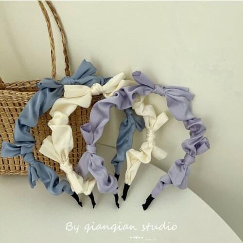 Super Beautiful Satin Bow Headband Womens Fashion Outing French Retro Fine-edge Hairpin Hair Rope Hair Accessories Headdress