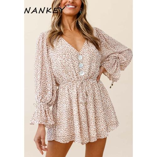 NANKEY Vintage Dot Print Boho Dress Women Casual Long Flare Sleeve 2021 Spring Party Dress High Waist Office Ladies Dress