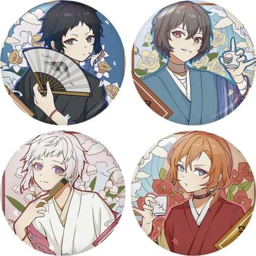 Japanese Kawai Anime Bungou Stray Dogs Bar Chi Zhongyuan Nakaya Emblem Brooch For Clothing Art Badges Decor For Bag Cloth 2021