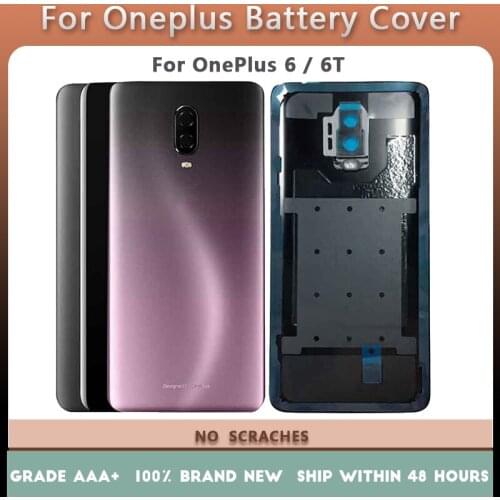 For OnePlus 6 6T rear battery cover door rear glass 1+6T case + original glass for camera lens