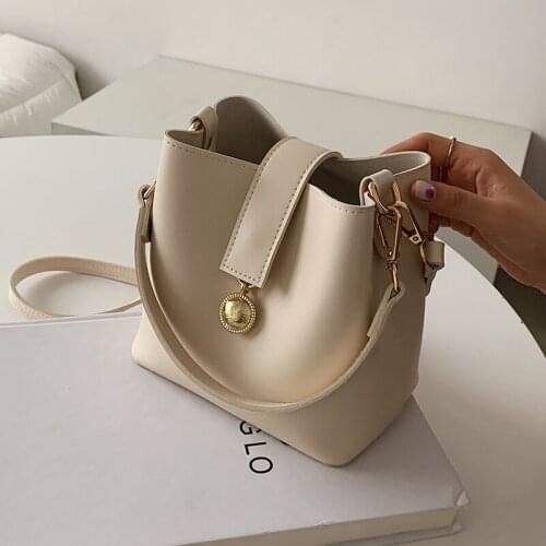 Mini PU Leather Bucket Crossbody Bags For Women 2021 Fashion Branded Trendy Shoulder Handbags And Purses Solid Color