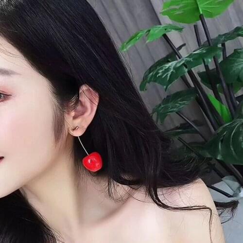 1 Pair Lovely Cherry Fruit Earring Women Tassel Dangle Earrings Sweet Long Pendant Drop Dangle Earrings Fashion Jewelry Dropship