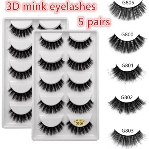 5 Pairs Mink EyeLashes 3D False Lashes winged Thick Makeup EyeLash Dramatic Lashes Natural fake eyelashes Soft mink Lashes G800