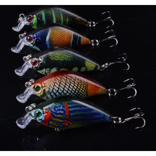 5PCS Fishing Lure Minnow Crankbait VIB Hard Bait Tight Wobble Slow sinking Jerkbait Fishing Tackle 3D Eyes