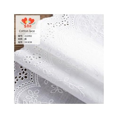 5Yards/pack New Ccotton Strip Flower Embroidery Clothing Skirt LaceHome Textile Accessories Width 19.5 cm