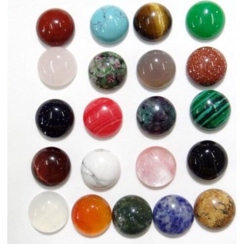 50pcs 14mm Natural tiger eye Stone turquoises crystal agates Half Round Flat Back Cabochons No hole beads For DIY Jewelry making