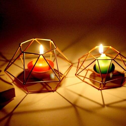Europe Style Iron Candlestick Geometric Candle Holder Ornaments Sconce Matching Tealight Steel Minimalist Wedding Decor