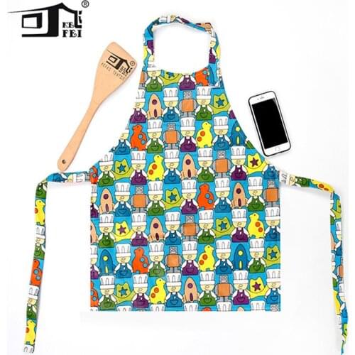 2019 New 100% Cotton Apron Kids Art Child Apron Cartoon Painting Colorful Children Apron