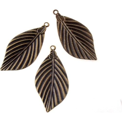 Free shipping 15Pcs Bronze Leaf Filigree Wraps Connectors Metal Crafts Gift Decoration DIY 72x33mm