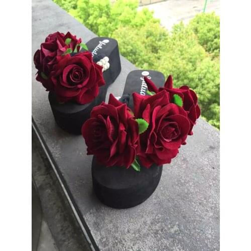 HAHAFLOWER Flower slippers Womens Slippers Beach Platform Shoes For Woman Summer Plus Size 35-44 Females Flip Flops