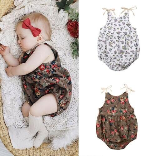 Baby Girl Floral rompert Short Sleeve Babygrow Vest Jumpsuit Outfits Sunsuit Clothes Summer