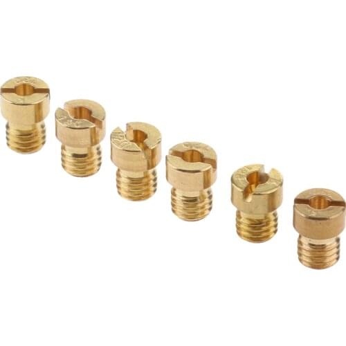 6 Pieces Motorcycle Carburetor Main Jet Set - Size 120.122.125.128.130.132 Brass