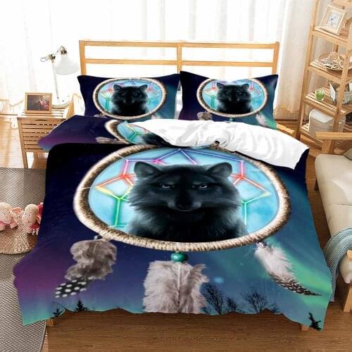 2/3 Pieces Bohemian Mandala Sytle Wolf Bedding Set 3D Print Animals Home Luxury Duvet Cover Twin Queen King Size Bed Quilt Cover