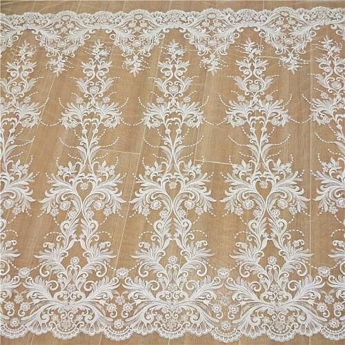 Beautiful embroidery flower fabric lace for wedding dress