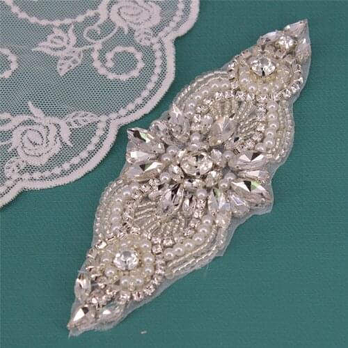 Crystal Trim Wedding Dress Sash Belt Headband DIY Rhinestone Pearl Bead Applique Rhinestone Applique Bridal Accessories