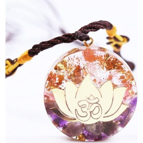 Lotus Orgonite Necklace Energy Amethystine Healing Reiki Chakra Yoga Necklace Pink Crystal Meditation Jewelry