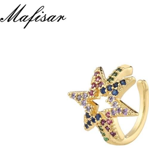 Mafisar 1PCS Fashion Gold Color Earring Clip 7 Style Star Earcuffs Luxury CZ Earrings Women Girl Wedding Jewelry Christmas Gift