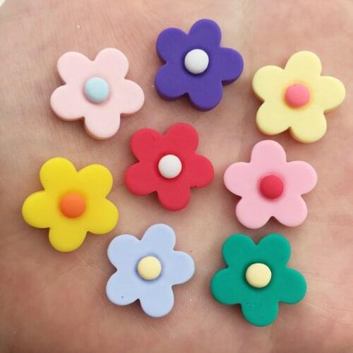 Mix Resin Kawaii Flower Flat Back Cabochon Stone Miniature DIY Scrapbook Craft Decor Home Kids Bow Making Accessories F675