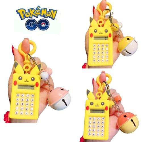 Anime Pokemon Pikachu Mini Calculator Keychain Student Electronic Calculator Pikachu Shape School Office Supplies Shipping Free