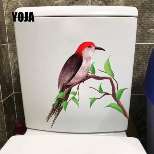 YOJA 21.8X22.7CM WC Toilet Decal Wall Sticker A Woodpecker Standing On A Branch Pattern Bedroom Home Decor T5-0724