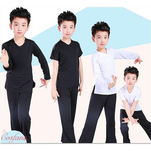Boy Latin Dancewear Latin Dance Exercise clothes Ruffly Ballroom Stage Modern Boys Latin Dance training Clothes Shirt+pants sets